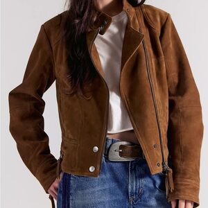 Free People Tan Leather Jacket